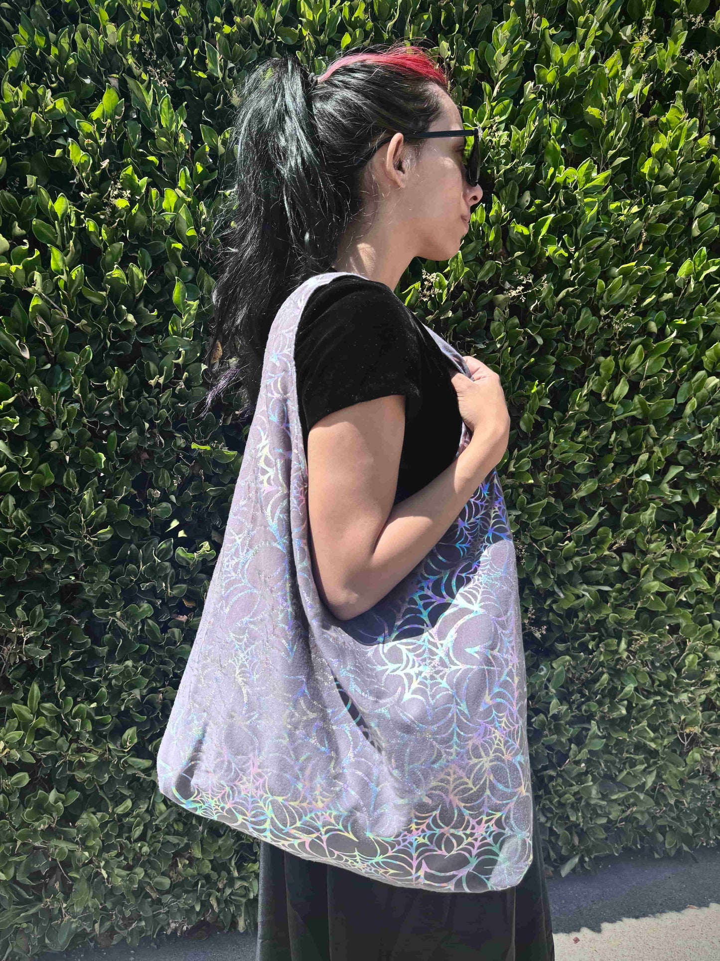 Holographic Spiderweb Slouchy Bag