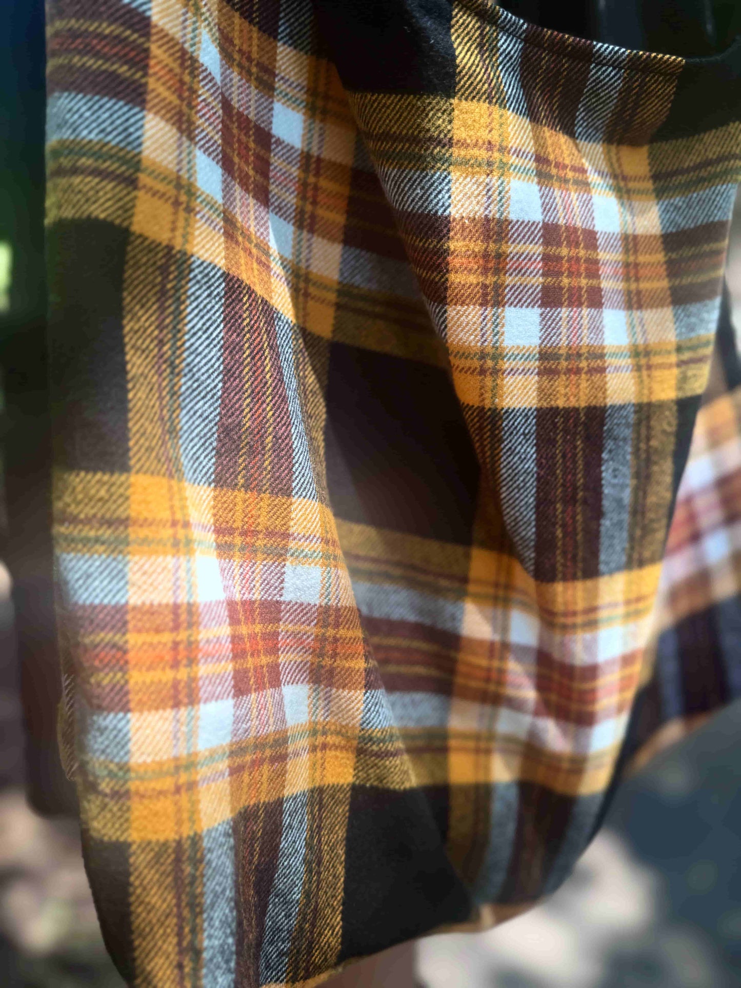 Yellow Plaid Flannel Slouchy Bag