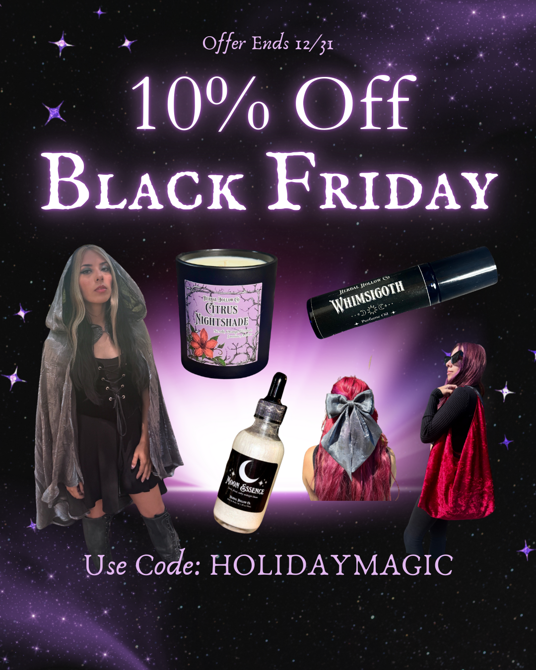 Black Friday sale advertisement with products and promotional text on a dark background