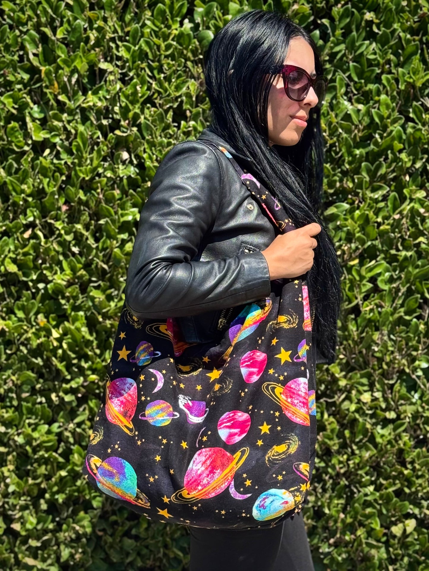 Planets and Stars Print Slouchy Bag