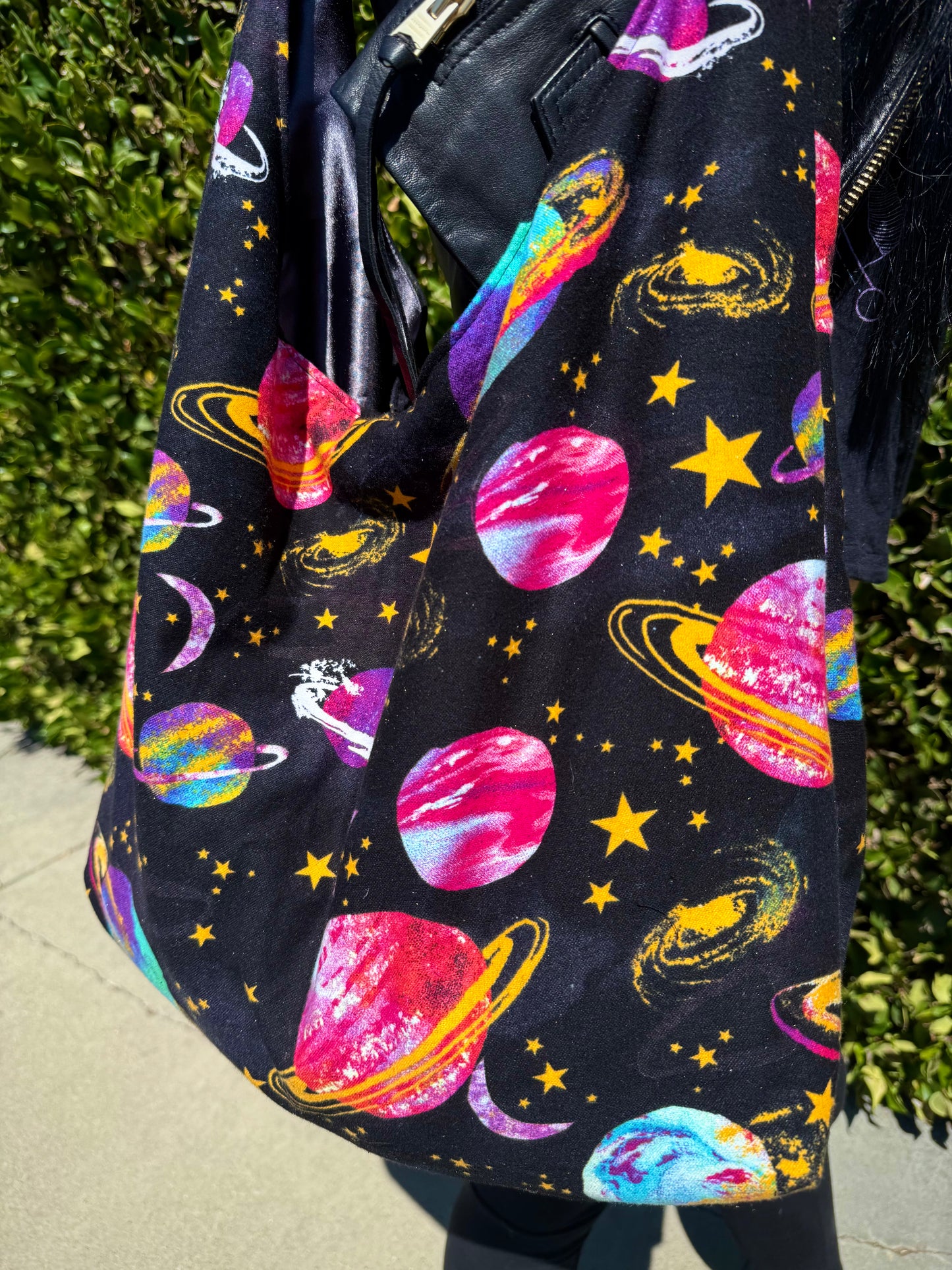 Planets and Stars Print Slouchy Bag