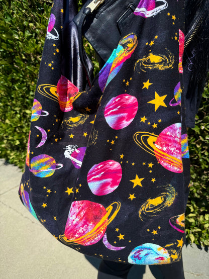 Planets and Stars Print Slouchy Bag