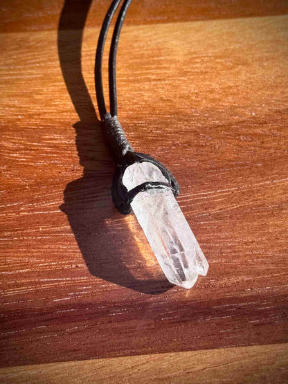 Double Pointed Clear Quartz Necklace