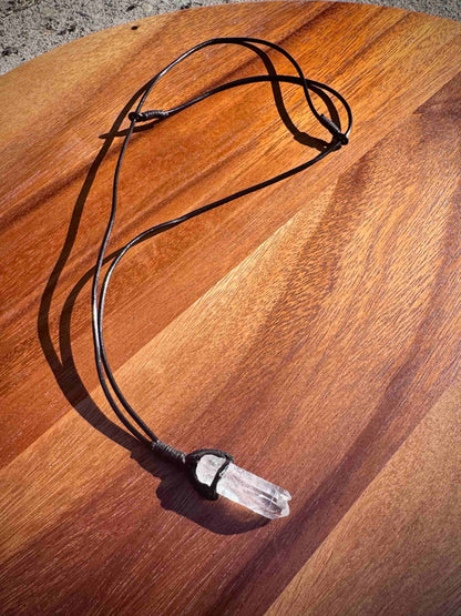 Double Pointed Clear Quartz Necklace
