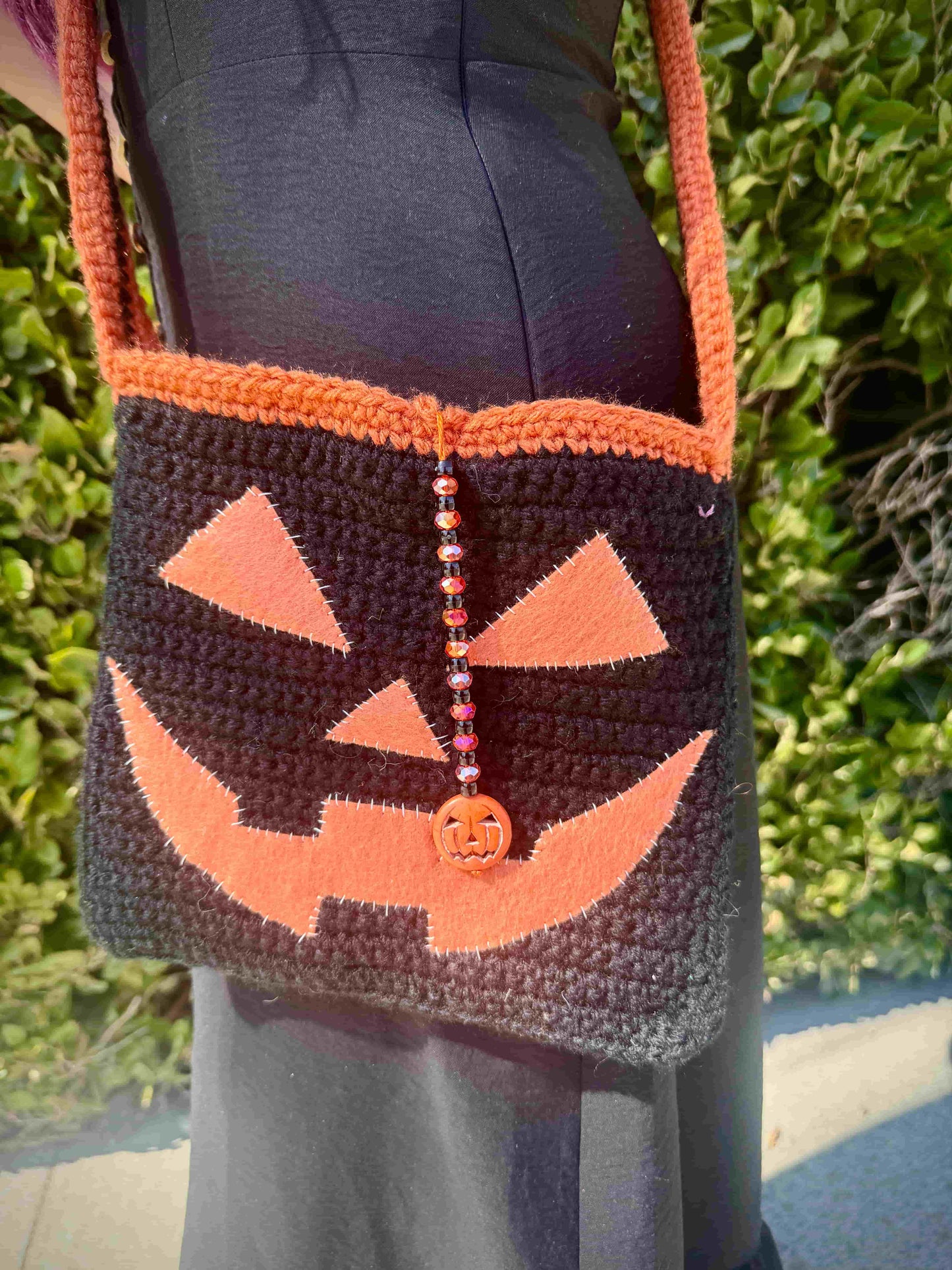Halloween Crochet Bag - Black and Orange
