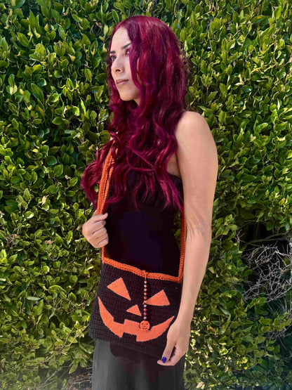 Halloween Crochet Bag - Black and Orange