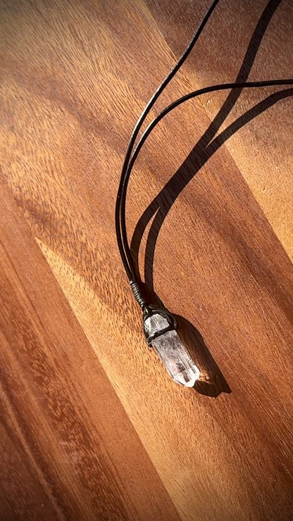 Double Pointed Clear Quartz Necklace